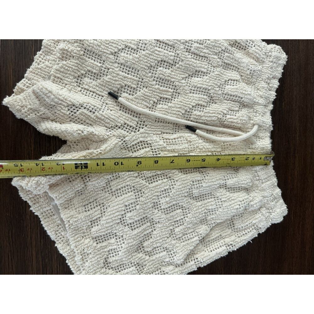 OAS Atlas Cuba Crochet Shirt Shorts Set XS Cream Resort Cabana Beach Camp Unisex - Picture 12 of 13